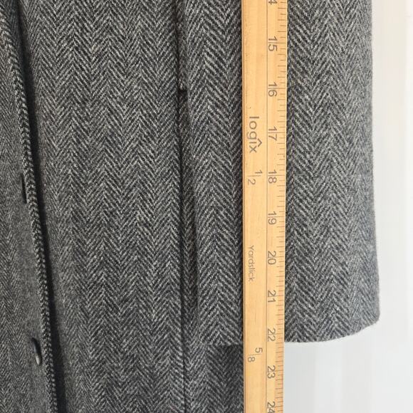 Adonna Women Vtg 90s USA Wool Blend Herringbone Double Breast Velvet Trim Coat S - Picture 11 of 12